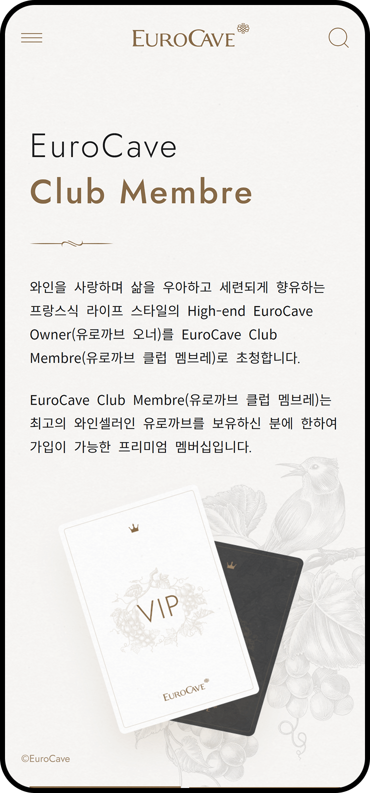 유로까브 홈페이지 모바일 화면 이미지